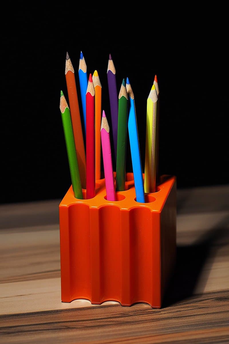 Wooden Pen Stand with Card Holder