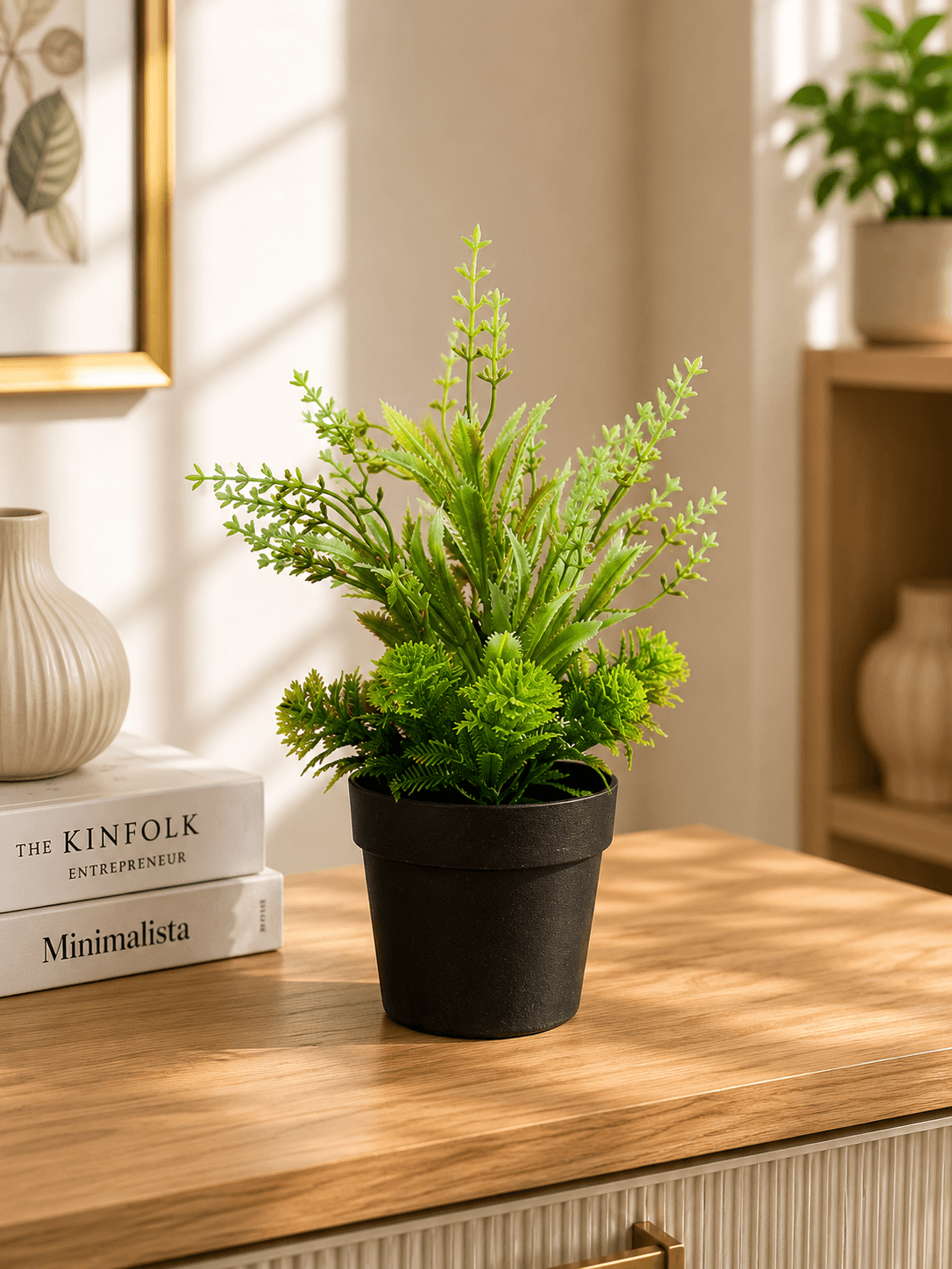 Artificial Green Succulent Plant with Black Pot for Home & Office Decoration(pack of 1)